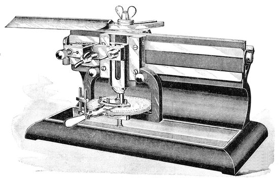 Laboratory Microtome, Vintage Engraving.