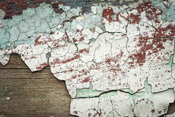 Grunge wood with peeling paint , great background or texture