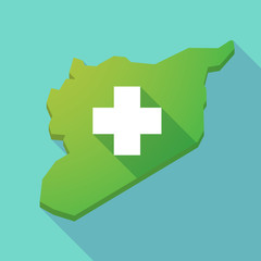 Obraz premium Long shadow Syria map with a pharmacy sign