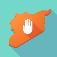 Long shadow Syria map with a hand