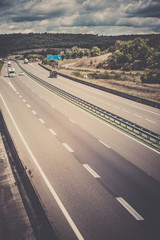 Highway through France at summer time