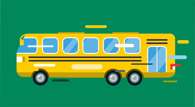 City bus cartoon style vector icon silhouette