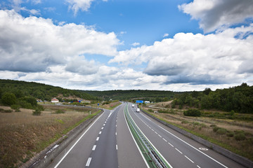 Highway through France at summer time