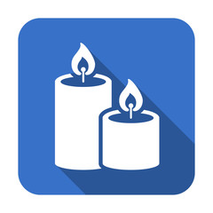 Icono plano cuadrado velas azul