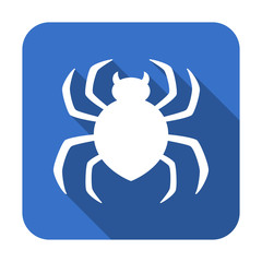 Icono plano cuadrado araña azul
