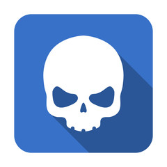 Icono plano cuadrado calavera azul