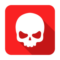 Icono plano cuadrado calavera rojo