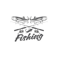 vintage fishing vector design template