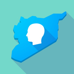 Long shadow Syria map with a male head