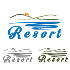 sketch hills and sea ,emblem of resort