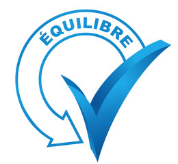 équilibre sur symbole validé bleu