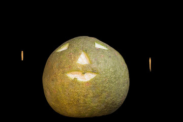 Halloween design, pomelo  on black background