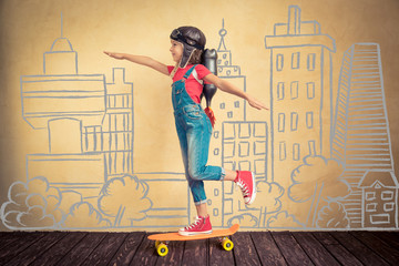 Kid playing with jet pack at home