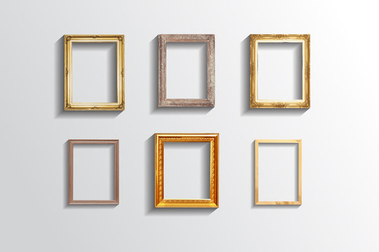 Set of vintage classic picture wood frame,EPS vector