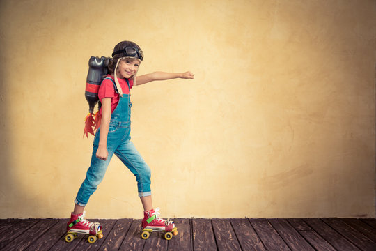 Kid Playing With Jet Pack At Home