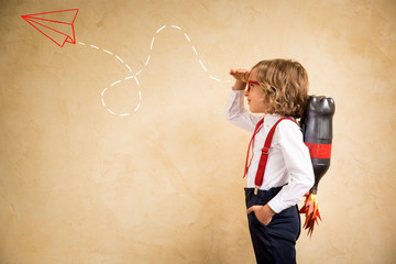 Young businessman with jetpack