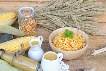 Corn milk and fresh sweet corn