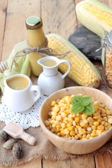 Corn milk and fresh sweet corn