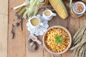 Corn milk and fresh sweet corn