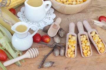 Corn milk and fresh sweet corn