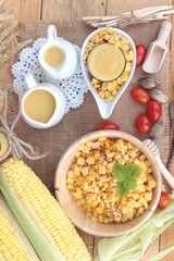 Obraz na płótnie Canvas Corn milk and fresh sweet corn