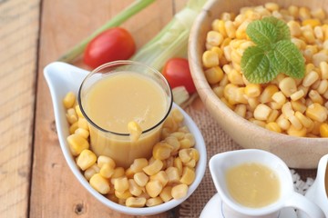 Corn milk and fresh sweet corn