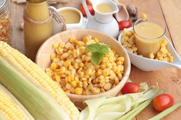 Corn milk and fresh sweet corn
