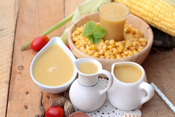 Corn milk and fresh sweet corn