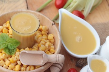 Corn milk and fresh sweet corn