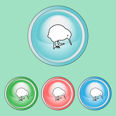 Kiwi Bird Icons Set, Line Art Style
