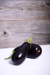 Eggplant on white wood table