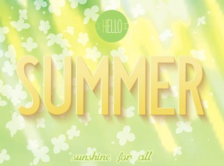 Summer natural abstract background with 3D inscription. Vector illustration