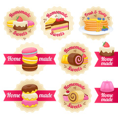 Homemade sweets labels badges set.