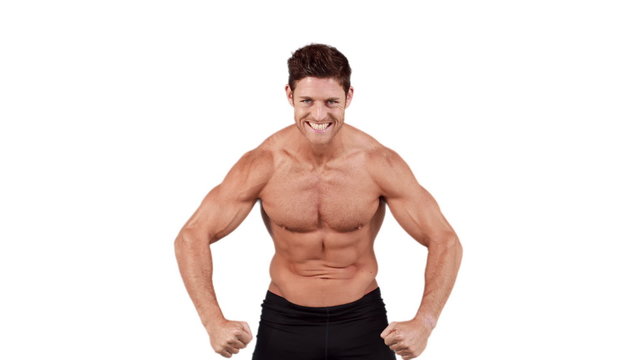 Muscular man flexing his muscles 