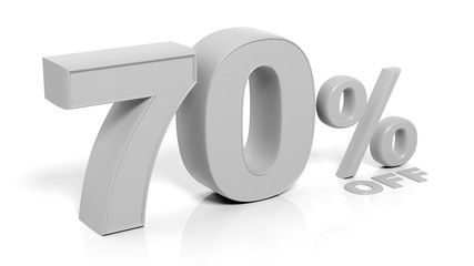 70% 3D numbers,isolated on white background.