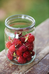 Jar of raspberries