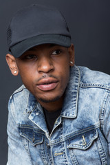 Portrait of hip hop African American dancer isolated background