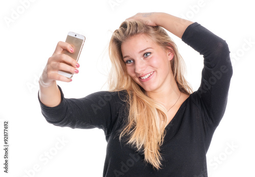 Blondes mädchen selfie