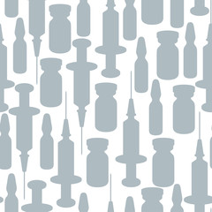 Syringe and vaccine medical conceptual seamless pattern