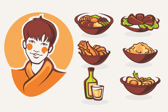 vector collection of korean food symbols