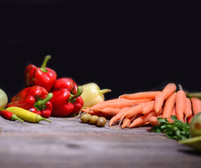 Vegetables on wood background
