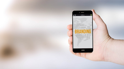 mobile brandings on user´s hand