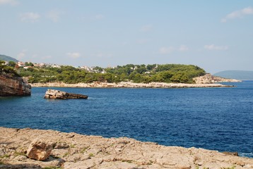 Fototapeta premium The rocky coastline at Patitiri on the Greek island of Alonissos.