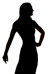 silhouette of a woman in tight dress close