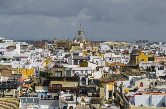 City view from the roof of the Seville Cathedral, Spain