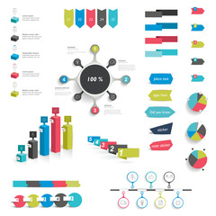 Collection of infographics elements. Colorful set template.