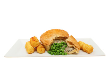 Chicken pie and vegetables