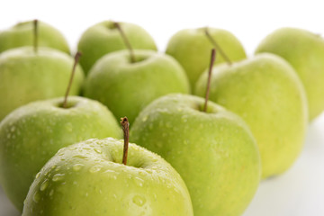 Ripe green apples close up