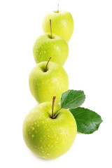 Ripe green apples isolated on white