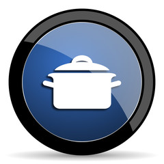 cook blue circle glossy web icon on white background, round button for internet and mobile app